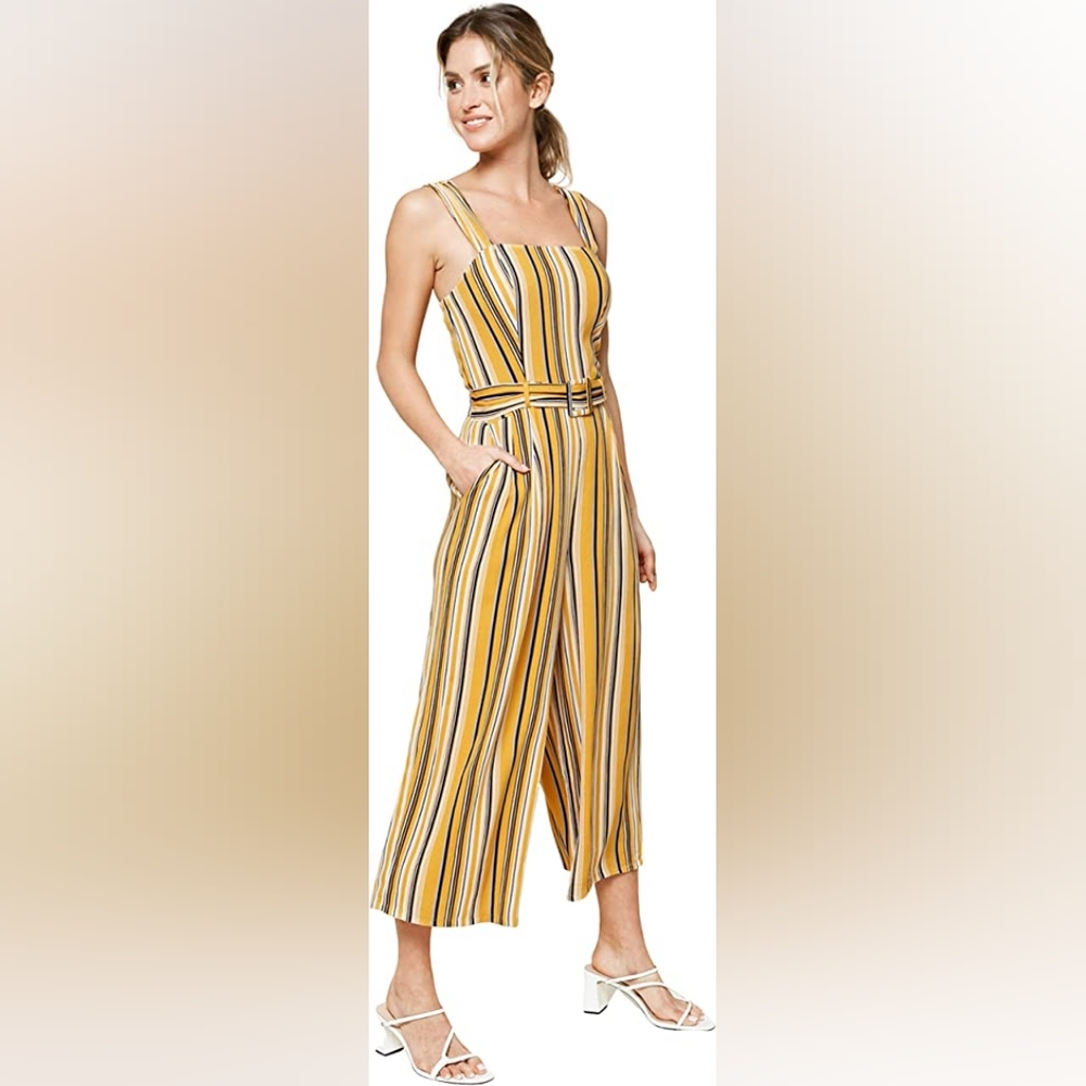 Sugar Lips womens striped wide leg Sleeveless Jumpsuit, Size Small